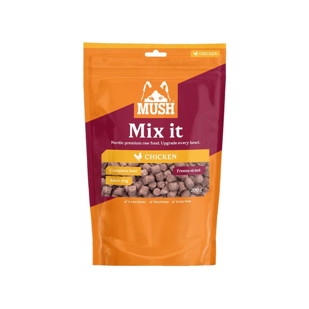Pakastekuivattu koiranruoka Mush Mix it, kana – Mush