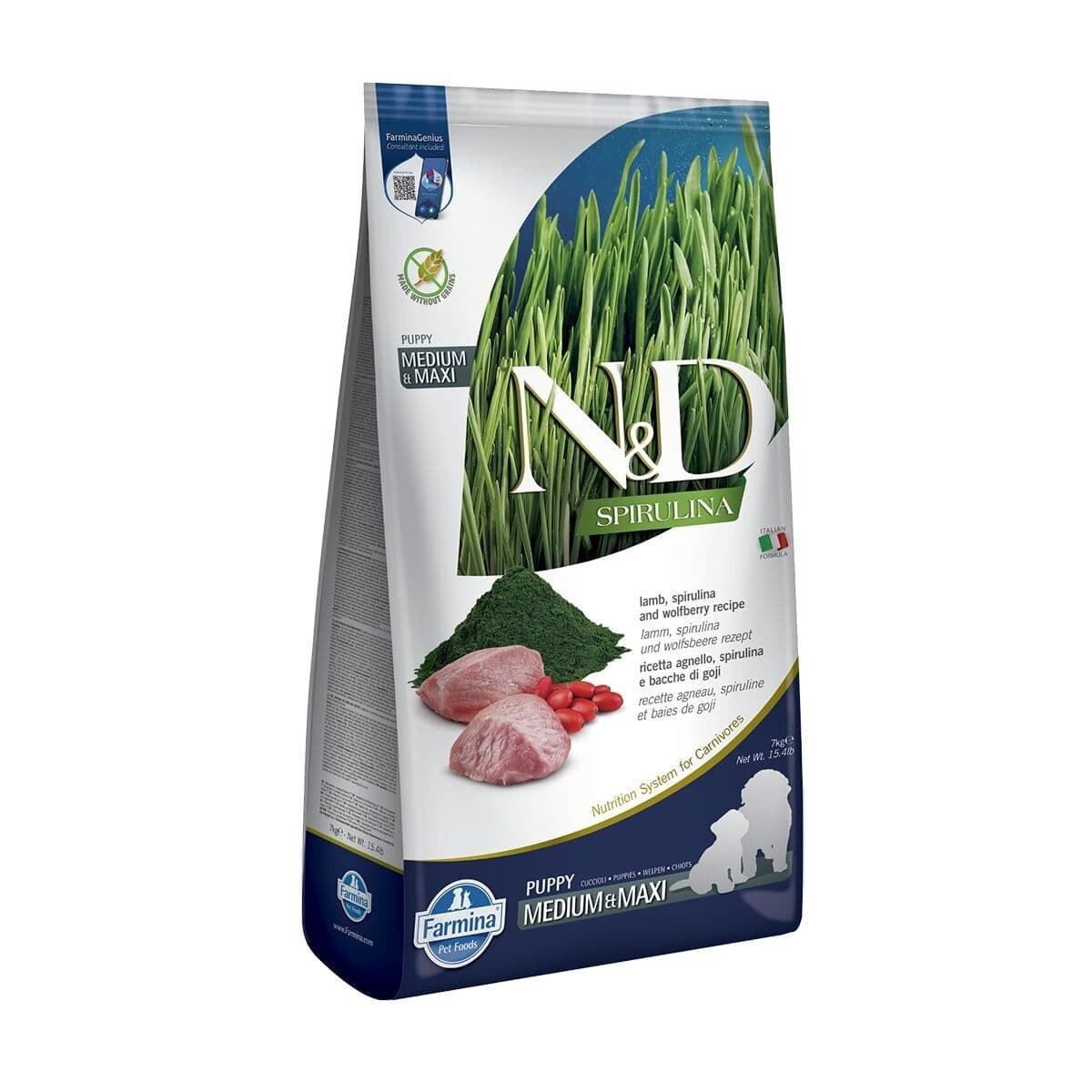 Farmina N&D Dog Spirulina&Lamb Puppy M/L 7kg – Farmina
