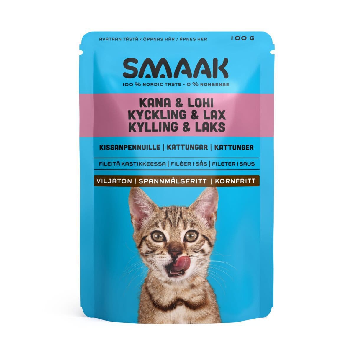 SMAAK kissanpennun märkäruoka kana-lohi 100 g – Smaak